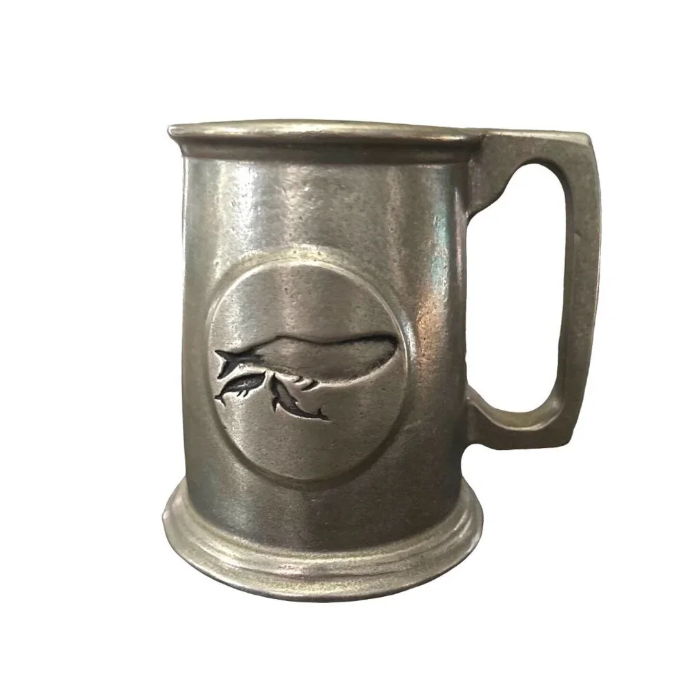 Vintage Pewter Whale‎ Tankard Mug With Handle